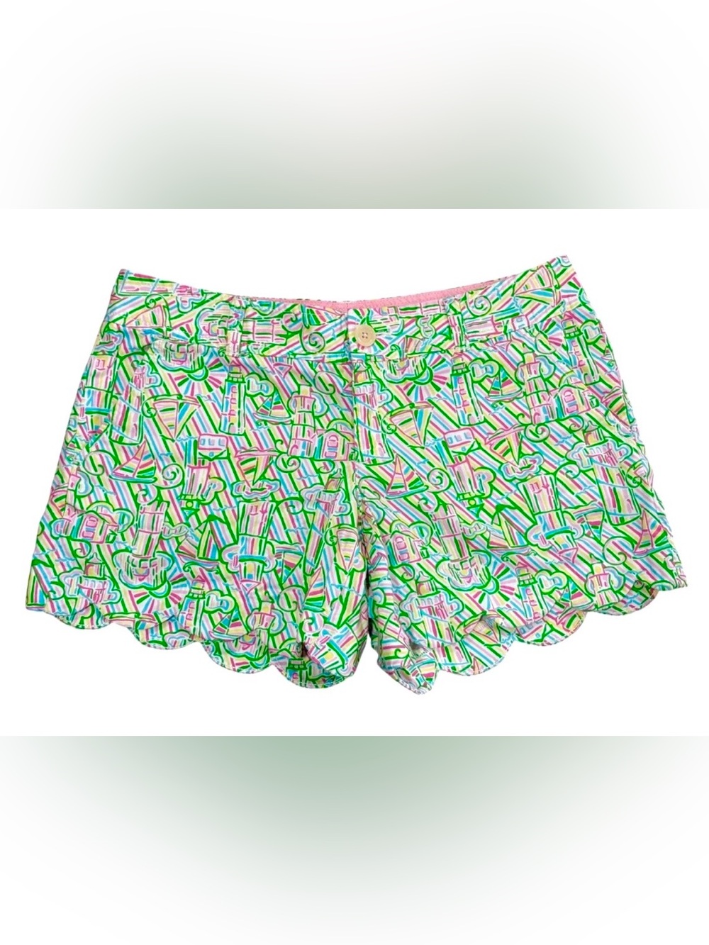 Lilly Pulitzer Buttercup Guiding Light Preppy  Scalloped Shorts~Size 10~EUC